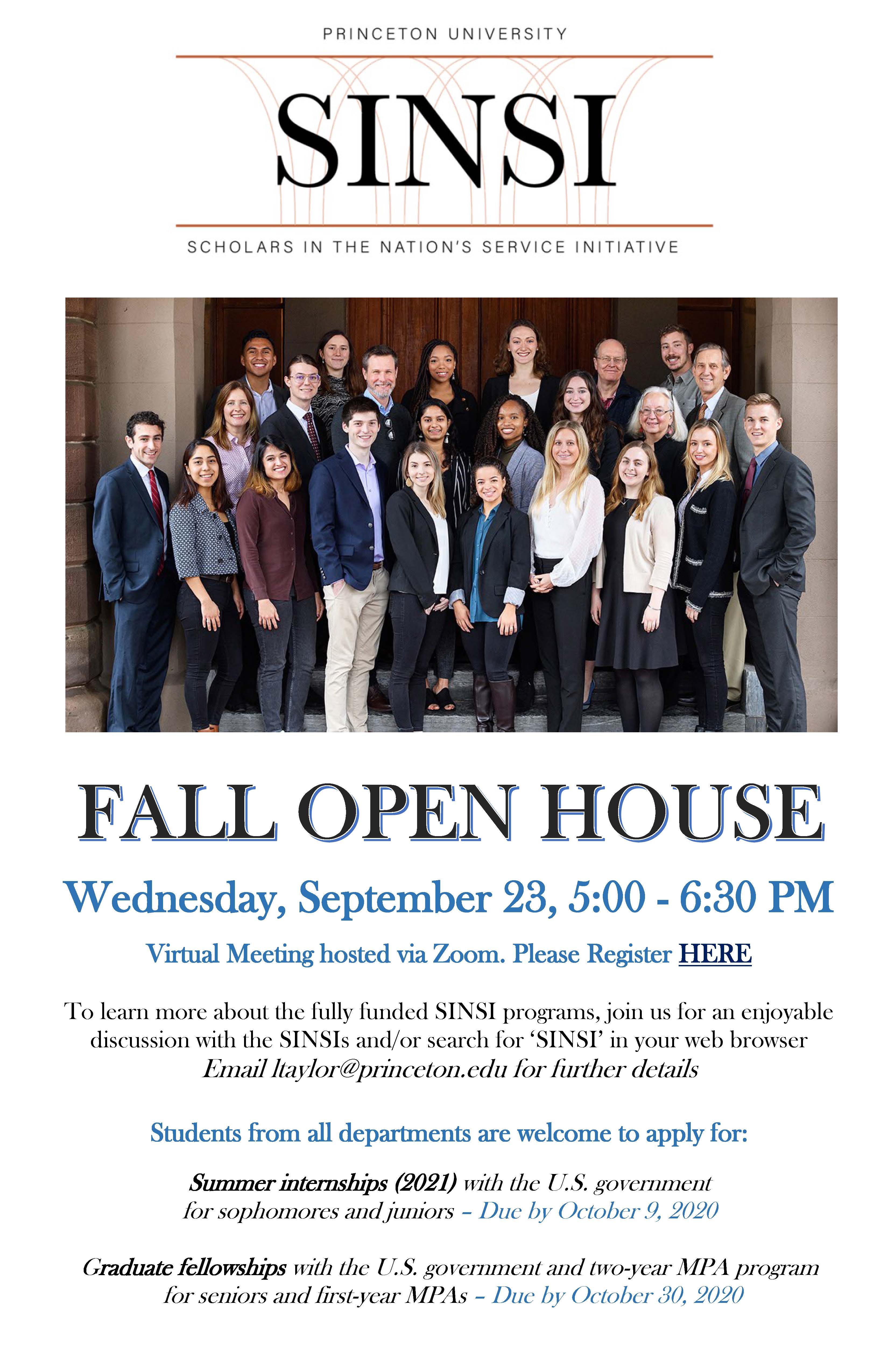 SINSI Fall 2020 Open House Flyer