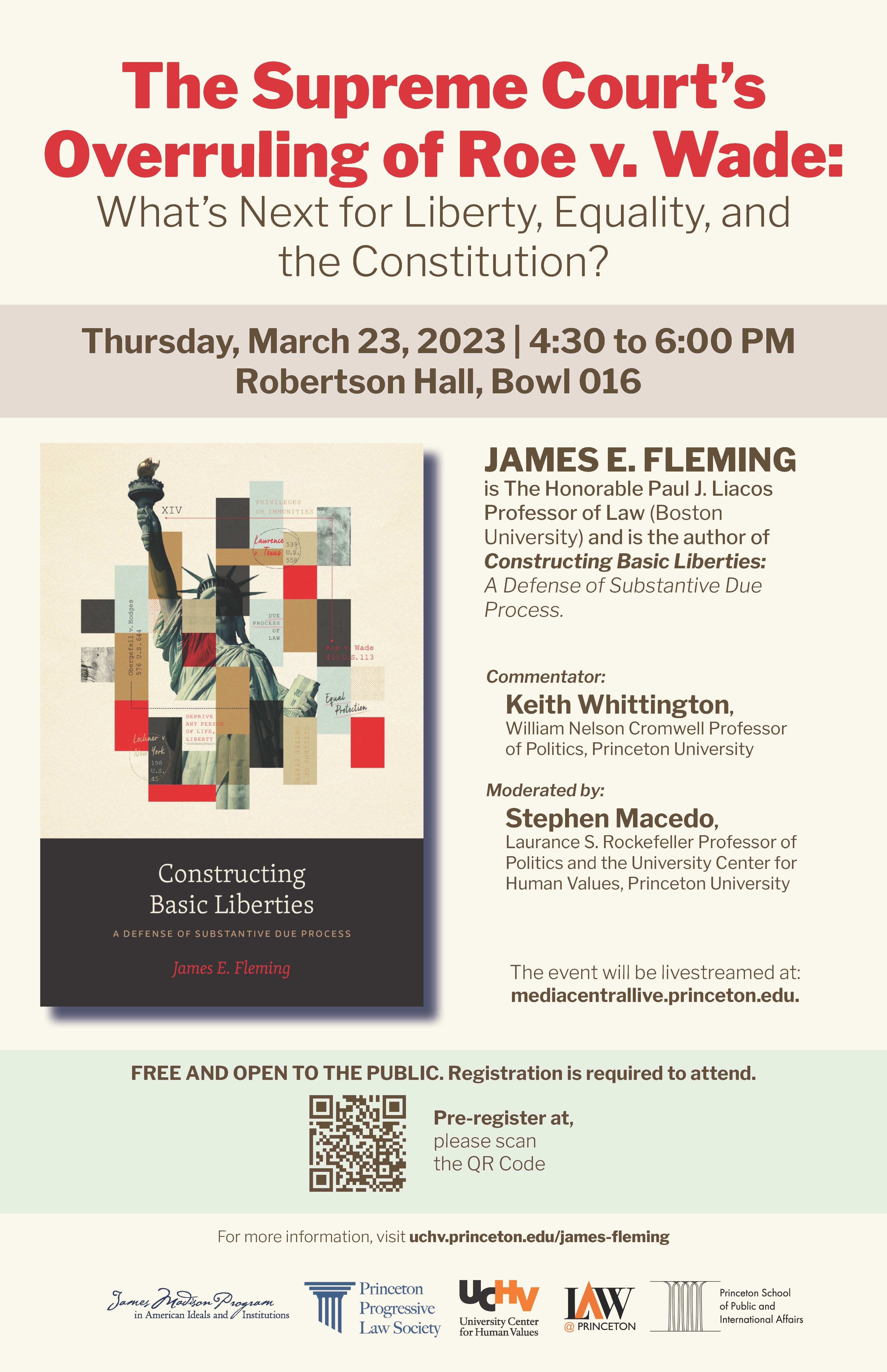 The Supreme Court’s Overruling of Roe v. Wade: What’s Next for Liberty, Equality, and the Constitution event flyer