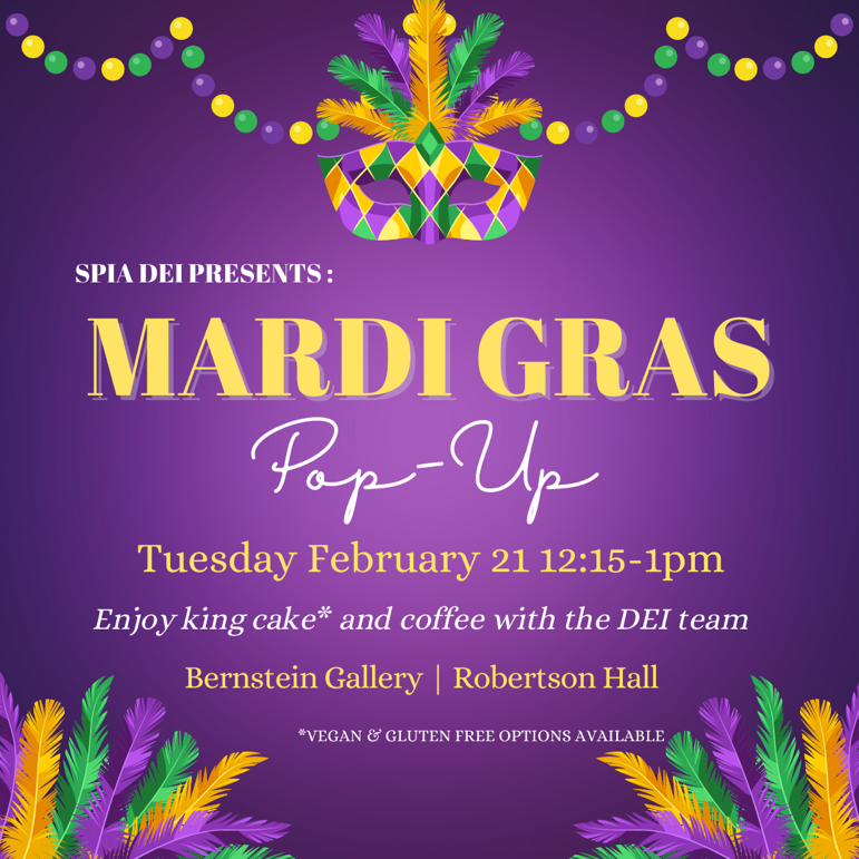 SPIA DEI Mardi Gras event poster