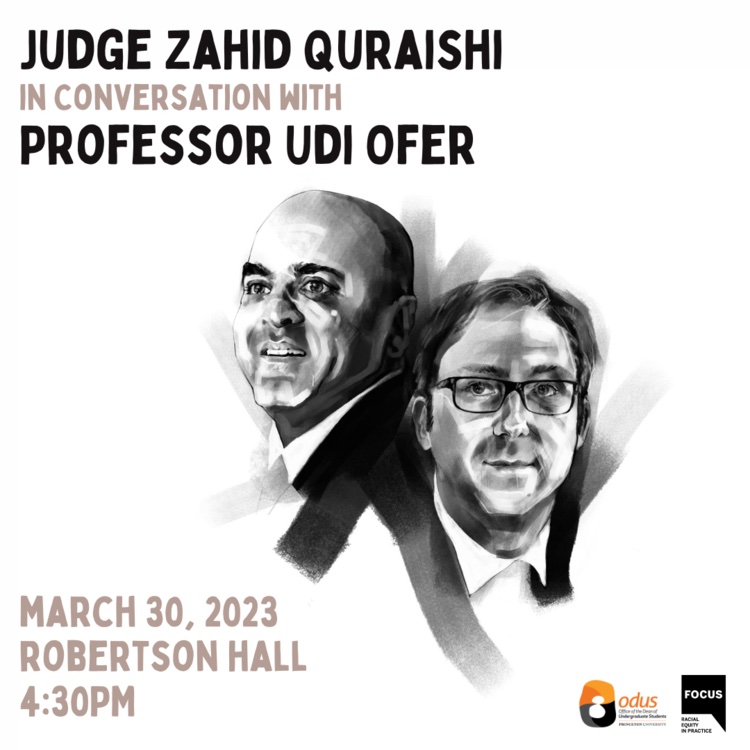 Judge Zahid Nisar Quraishi in conversation with Professor Udi Ofer event poster