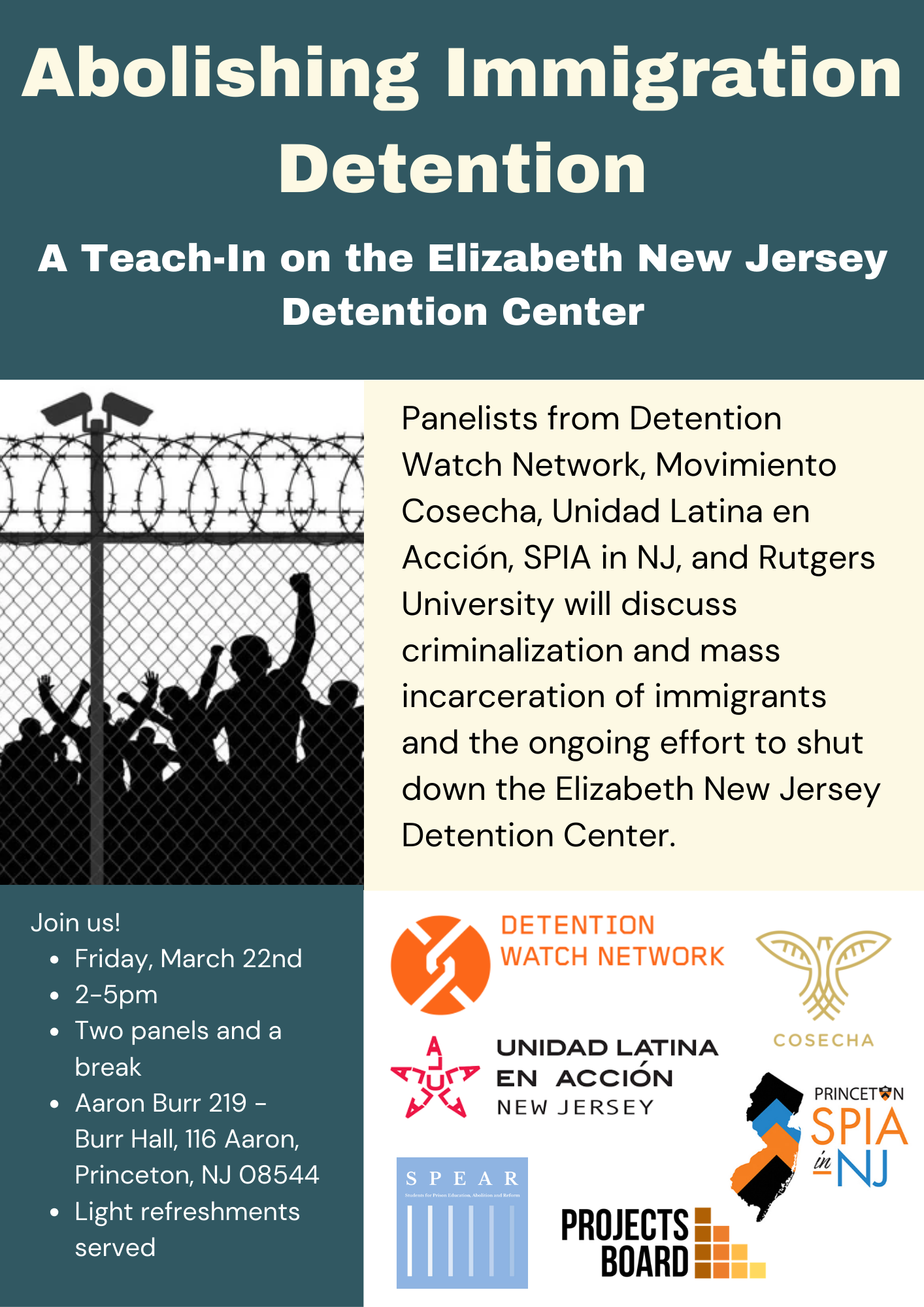 Abolishing Immigration Detention event poster