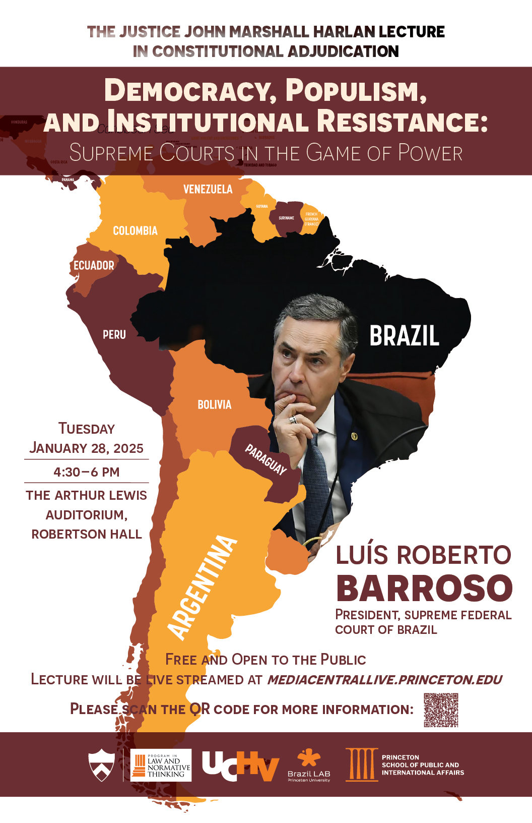 Event poster of Luís Roberto Barroso discussion