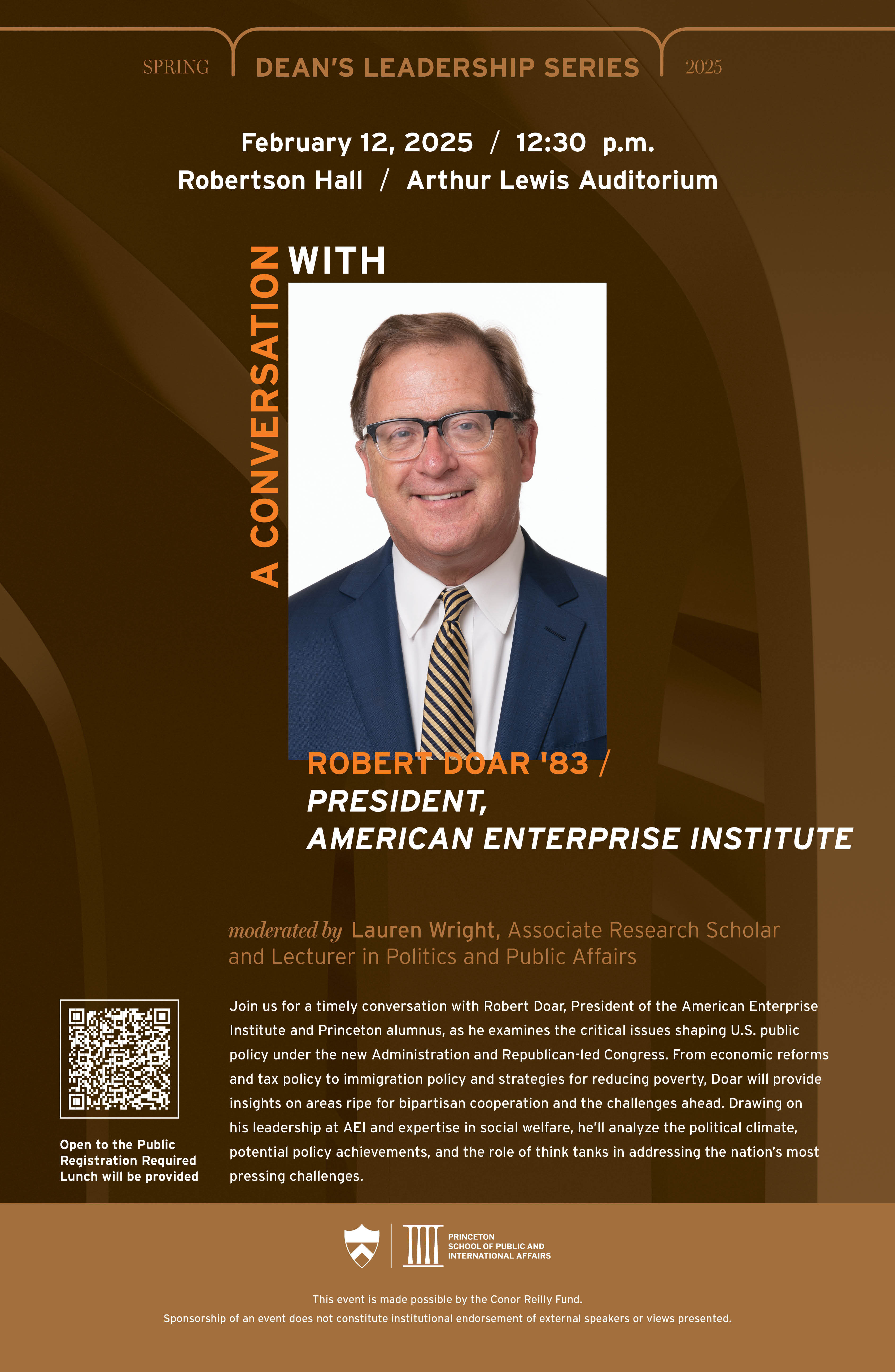 DLS guest, Robert Doar, event poster