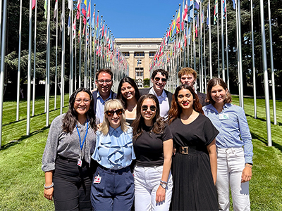 Students in front of Palais des Nations