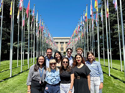 Students in Front of Palais des Nations