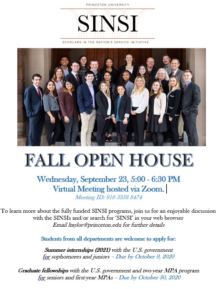 SINSI Fall 2020 Open House Poster