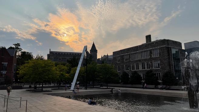 Robertson Hall with sunset