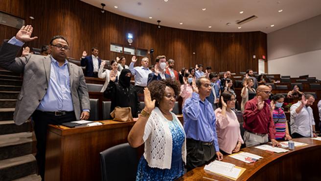 Thirty People Become U.S. Citizens at Naturalization Ceremony. Photo by Sameer Khan (Fotobuddy)