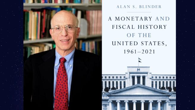 Alan Blinder photo next to book cover