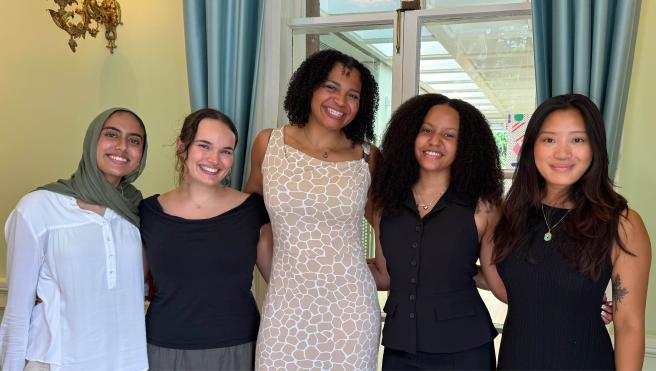 From Left to Right: Hiba Siddiki '25, Olivia Ragan '24, Madison Linton '24, Kimberly Cross '25, Lauren Aung '24. Photo by Sameer A. Kahn/Fotobuddy