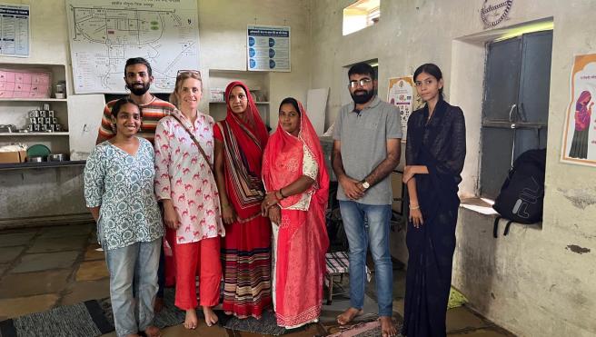 Bryan Manoo, Pascaline Dupas with healthcare workers, India
