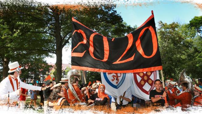 Princeton's Class of 2020 walking in the pre-rade