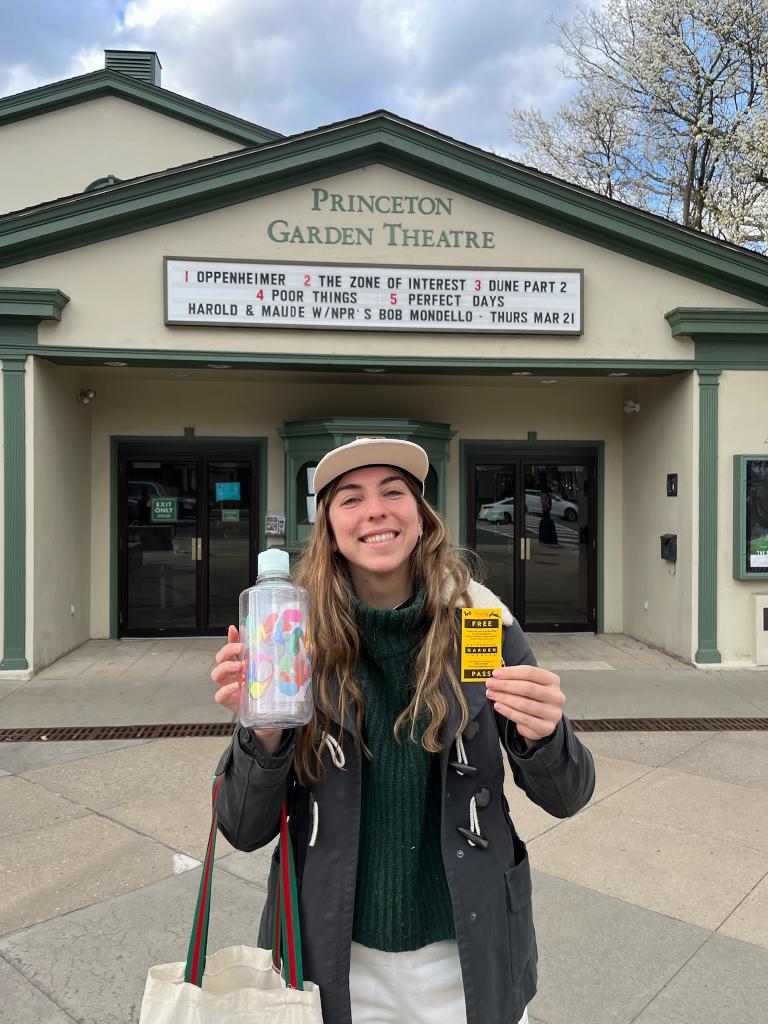Agostina Dasso Martorell in front of Princeton Garden Theater