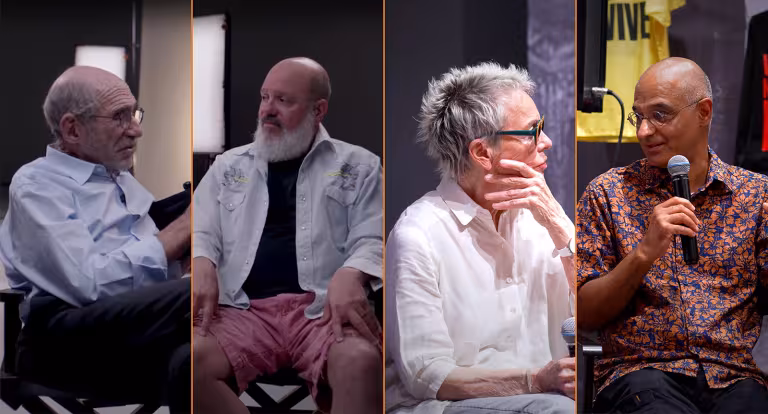 From left to right: Michael Oppenheimer, David Cross, Laurie Anderson, and Zia Mian