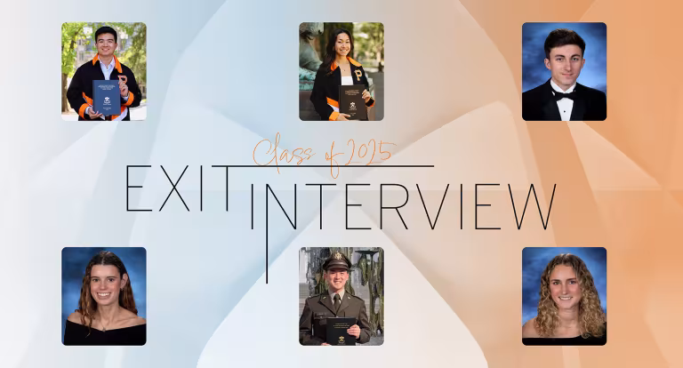 Clockwise from left: Sam Chiang ’25, Lina Singh ’25, Noah James ’25, Lexi Madsen ’25, Vincent Jiang ’25, and Fiona Galvis ’25