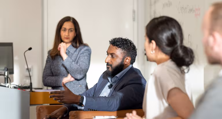 Chethan Sarabu, director of clinical innovation for the Health Tech Hub at Cornell Tech, speaks during a Systems Summit on Healthcare Transformation panel.  Photo by Sameer A. Khan/Fotobuddy