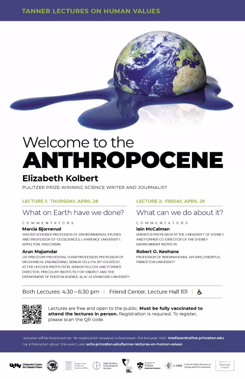 Elizabeth Kolbert's Welcome to the Anthropocene lecture poster