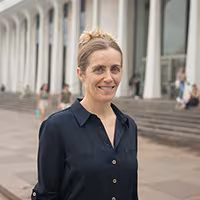 Pascaline Dupas in front of Robertson Hall