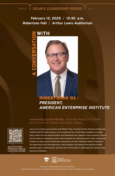 DLS guest, Robert Doar, event poster