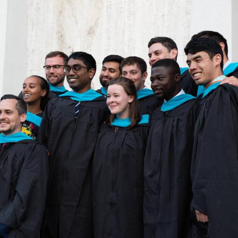 group of students in cap and gown