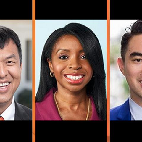 Sophal Ear (JSI ’94, MPA ’97), Rochelle Haynes (JSI ’01, MPA ’06), and Seyron Foo (JSI ’08, MPA ’14)