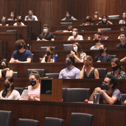 group of students wearing masks