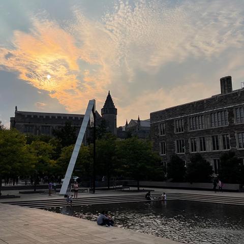 Robertson Hall with sunset