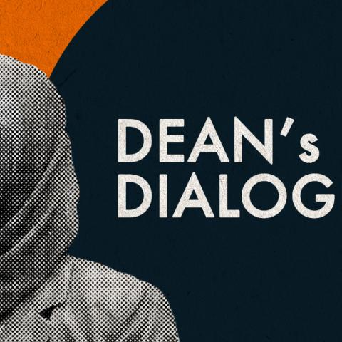 Dean's Dialogue graphic with Amaney Jamal, Dean