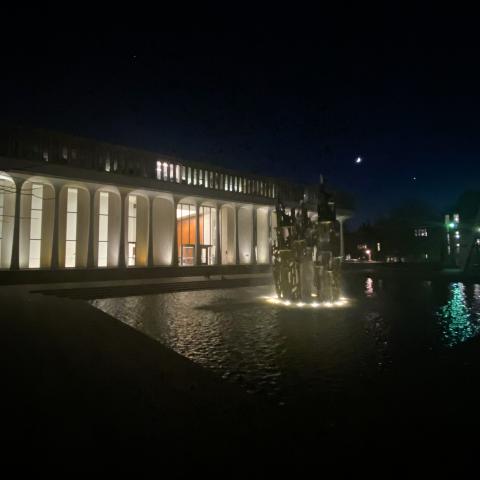 Robertson Hall at night, Nov 2021
