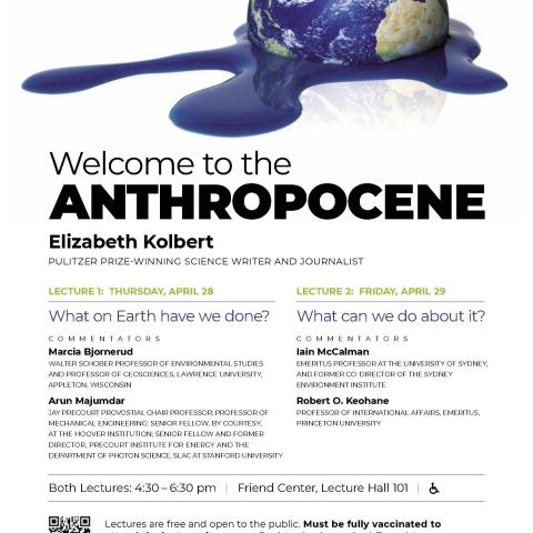 Elizabeth Kolbert's Welcome to the Anthropocene lecture poster