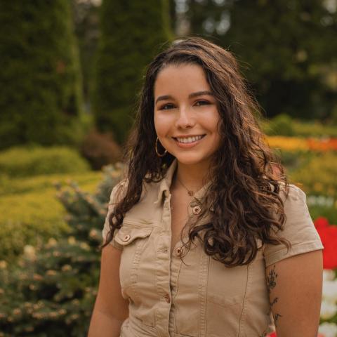 A woman with long brown hair