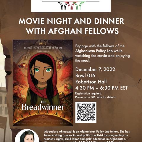 "The Breadwinner" Movie Night and Dinner with Afghan Fellows event poster