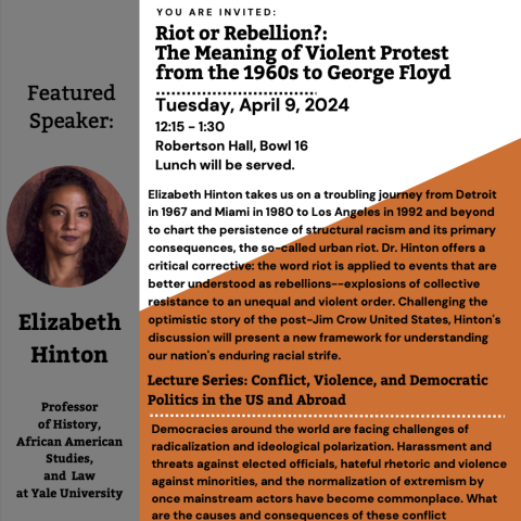 Riot or Rebellion? Elizabeth Hinton Event Flyer