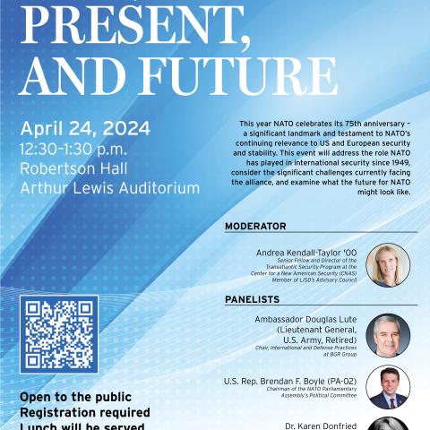NATO at 75: Past, Present, and Future event poster