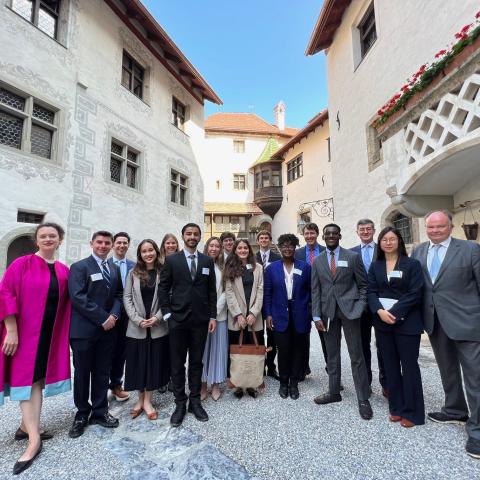 Delegation in the courtyard of Schloss Vaduz