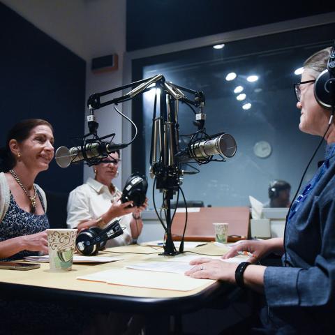 Heather Howard interviewing NJ's first lady, Tammy Murphy, for Princeton Pulse