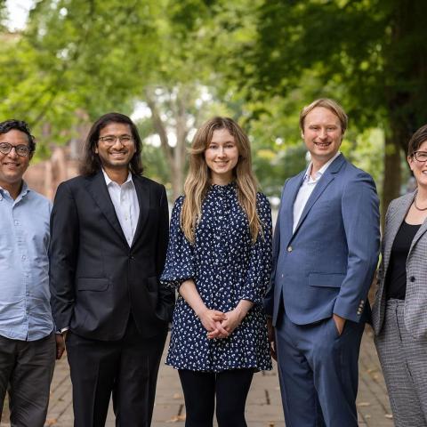  Pictured, from left: Mihir Kshirsagar, Prateek Mittal, Grace Cimaszewski, Henry Birge-Lee, Jennifer Rexford. Photo by Sameer A. Khan/Fotobuddy