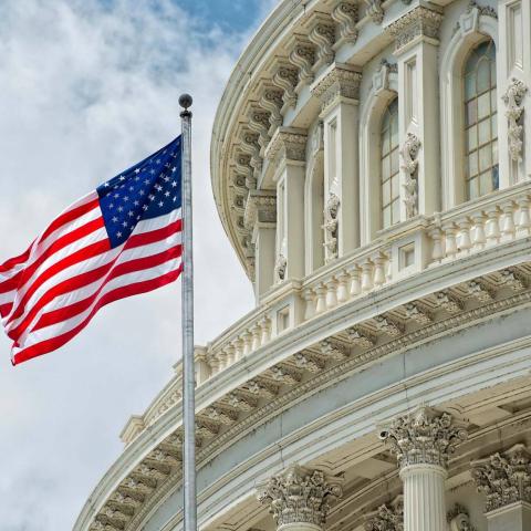 Capital building with US flag