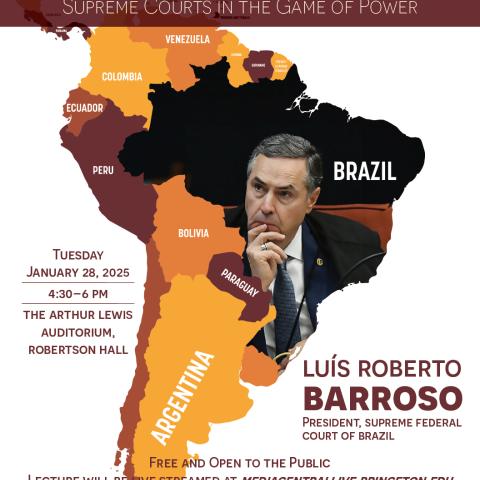 Event poster of Luís Roberto Barroso discussion