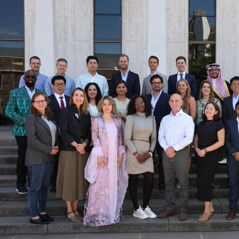 SPIA MPP cohort standing together on steps of Robertson Hall