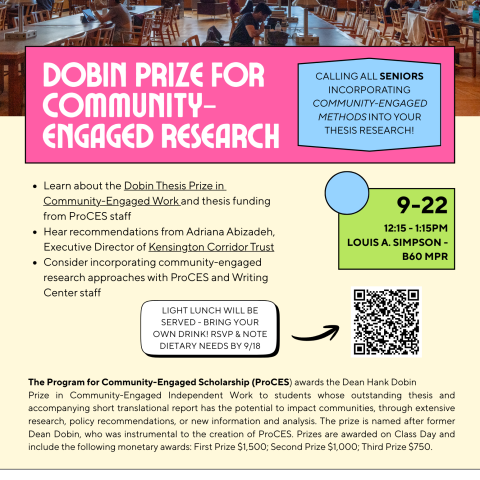 event poster with location, details and picture of Firestone Library