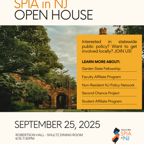 poster with open house details and picture of campus