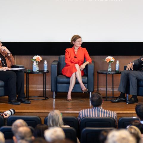  Many Minds, Many Stripes event with Dean Amaney Jamal, Cara Abercrombie MPA ’03, and Ajay Bisaria MPP ’09