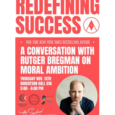 poster with talk details and headshot of Rutger Bregman