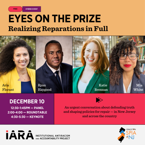 poster with talk details and headshots of speakers