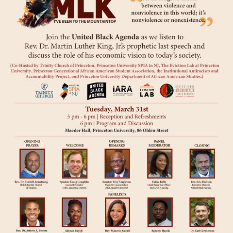 poster with talk details and headshots of speakers