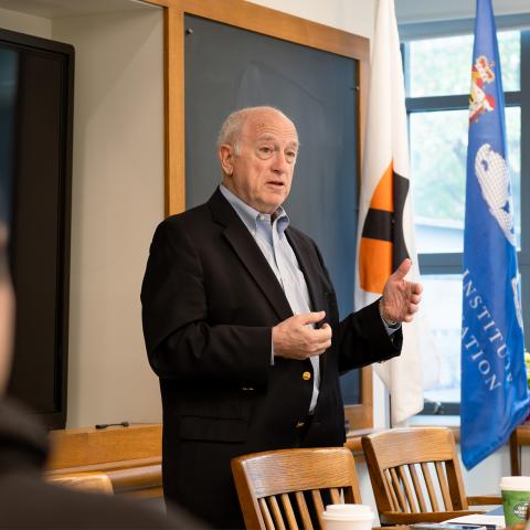 Professor Daniel Kurtzer speaking to students in classroom