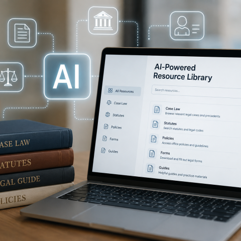 computer with a resource library on the screen