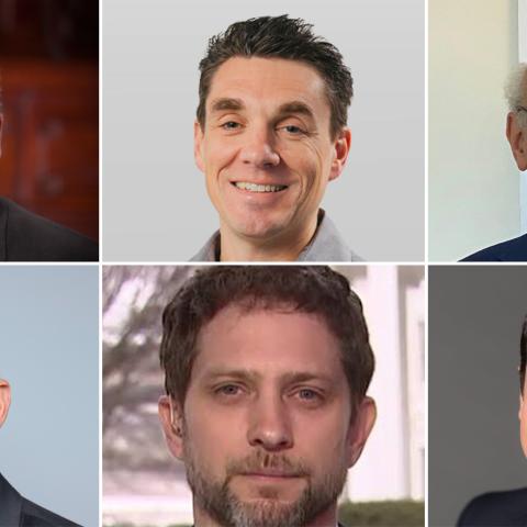 Clockwise from top left: Chris Christie, Phillip Connor, Philippe Étienne, Michael R. Fenzel, Jon Finer, Roberto J. Rodriguez.
