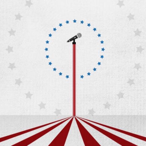 microphone with flag